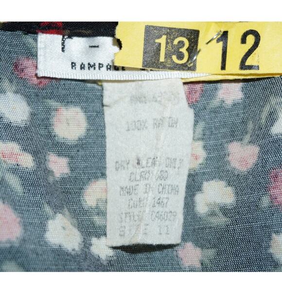 Rampage 90s Vintage Black Floral Button-Front Midi Dress – Size 11/12 - Picture 7 of 7